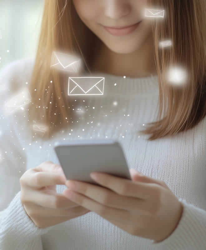 Women views email on phone